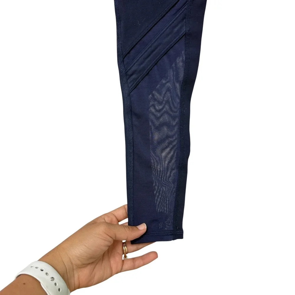 ALO Yoga Epic Leggings Mesh Athletic Workout Navy‎ Size XXS